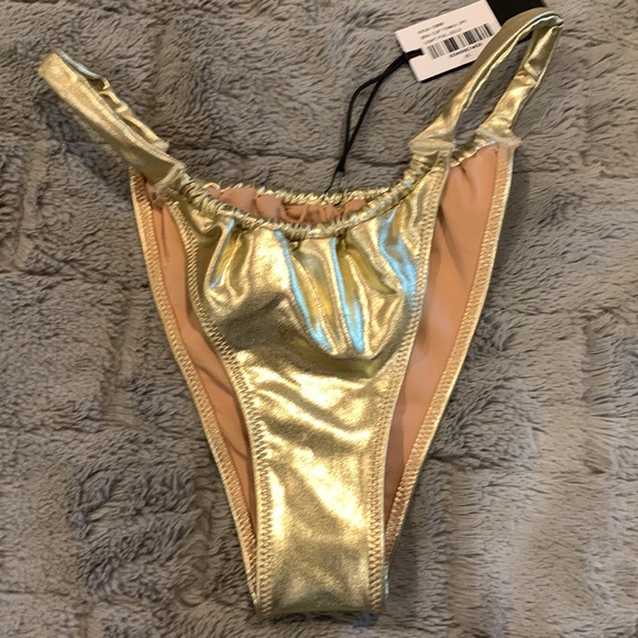 Kendall & Kylie Other - Kendall + Kylie Gold Metallic Swim Bikini Bottoms - Size XS